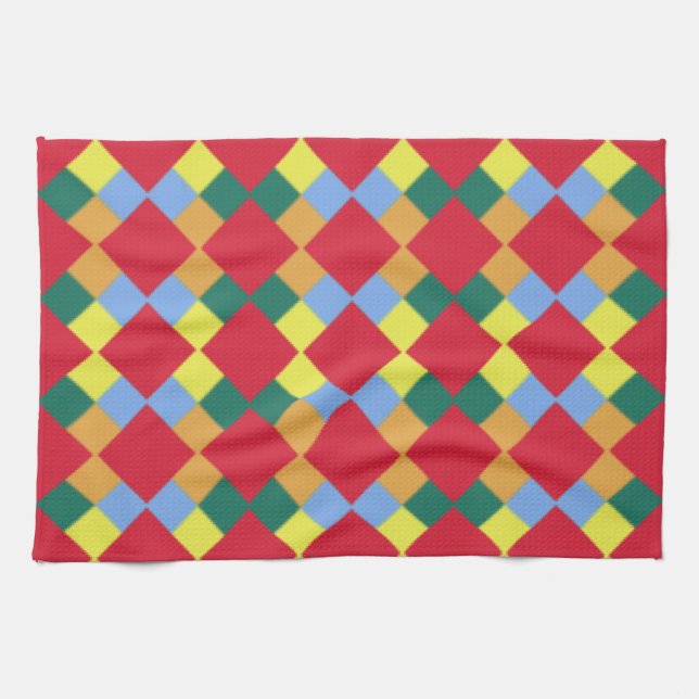 Red Orange Yellow Green Blue Tea Towel (Horizontal)