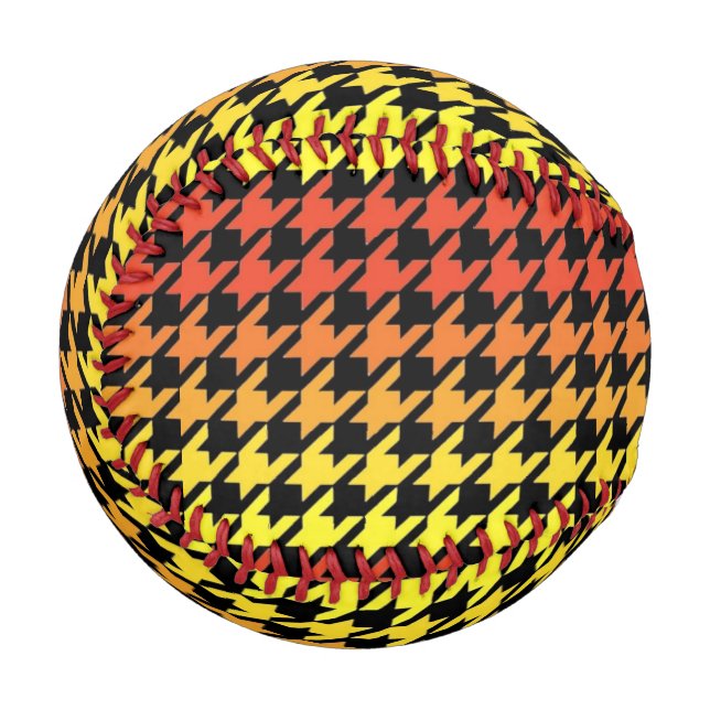 Red orange yellow houndstooth pattern baseball (Front Left)