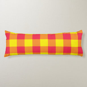 Red Orange Yellow Plaid Chequered Pattern Body Cushion