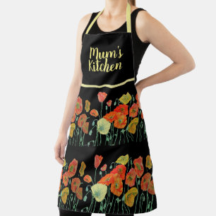 Red Orange Yellow Poppy Flowers Poppies Floral Art Apron