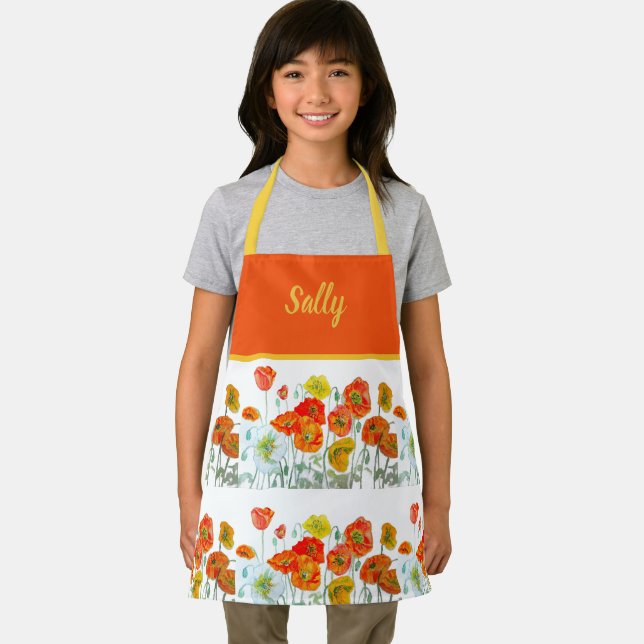 Red Orange Yellow Poppy Flowers Poppies Flower Apron (Insitu)