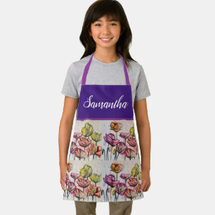 Red Orange Yellow Poppy Flowers Poppies Girls Apron