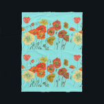 Red Orange Yellow Poppy Poppies Floral Flower Aqua Fleece Blanket<br><div class="desc">Red Orange Yellow Poppy Poppies Floral Flower Aqua Fleece Blanket,  with a fully customizable name if needed. From my own painting art design.</div>