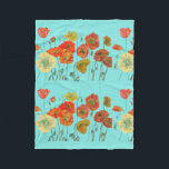 Red Orange Yellow Poppy Poppies Floral Flower Aqua Fleece Blanket<br><div class="desc">Red Orange Yellow Poppy Poppies Floral Flower Aqua Fleece Blanket,  with a fully customizable name if needed. From my own painting art design.</div>