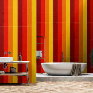 Red Orange Yellow Retro Stripes Wallpaper