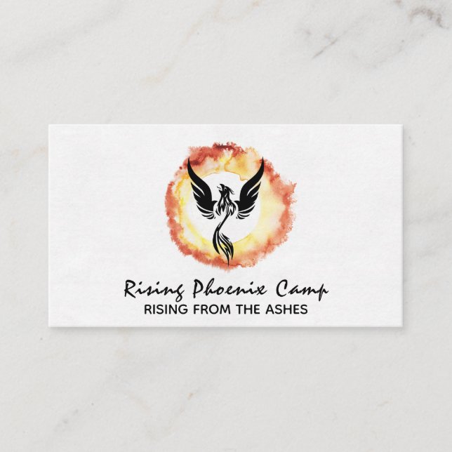 *~* RED ORANGE YELLOW Ring of Fire Black Phoenix Business Card (Front)