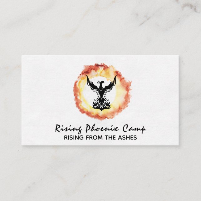 *~* RED ORANGE YELLOW Rings of Fire Black Phoenix Business Card (Front)