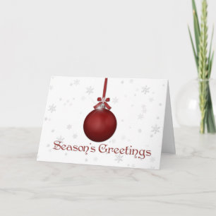 Red Oranment Snowflakes Christmas Greeting Holiday Card