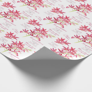Red orchid botanical flower watercolor wedding wrapping paper