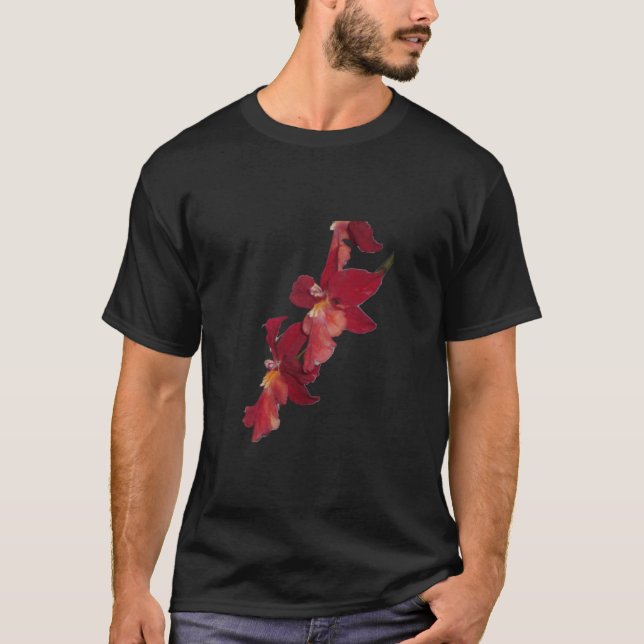 Red Orchid Flowers T-shirt (Front)