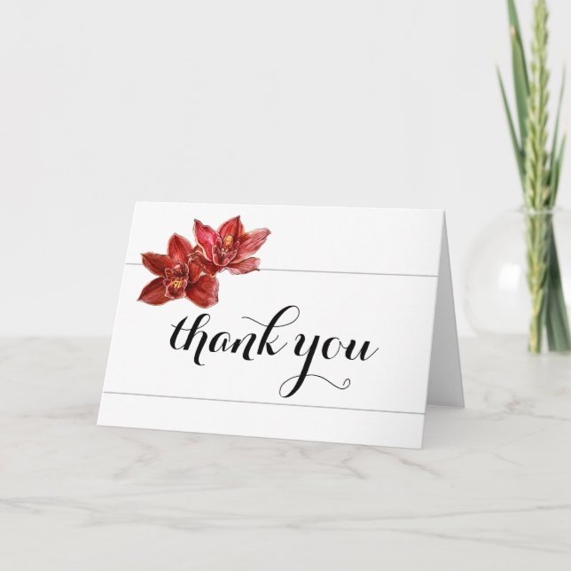 Red Orchid Thank You Card (Front)