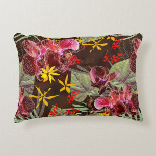Red orchids. decorative cushion