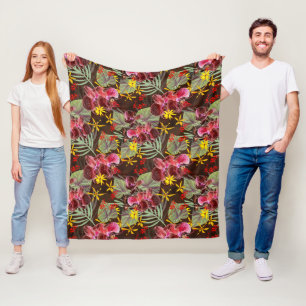 Red orchids. fleece blanket