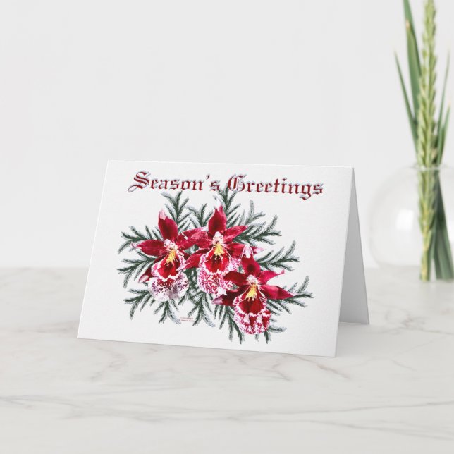 Red Orchids Holiday Card (Front)