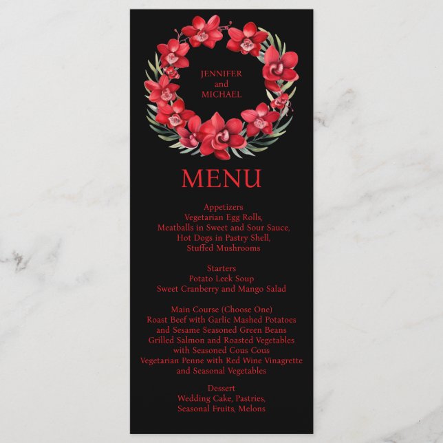 Red Orchids Menu Wedding Menu (Front)