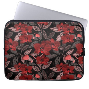 Red orchids on black. laptop sleeve