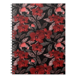 Red orchids on black. notebook