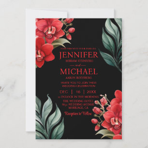 Red Orchids Winter Summer Wedding Invitations