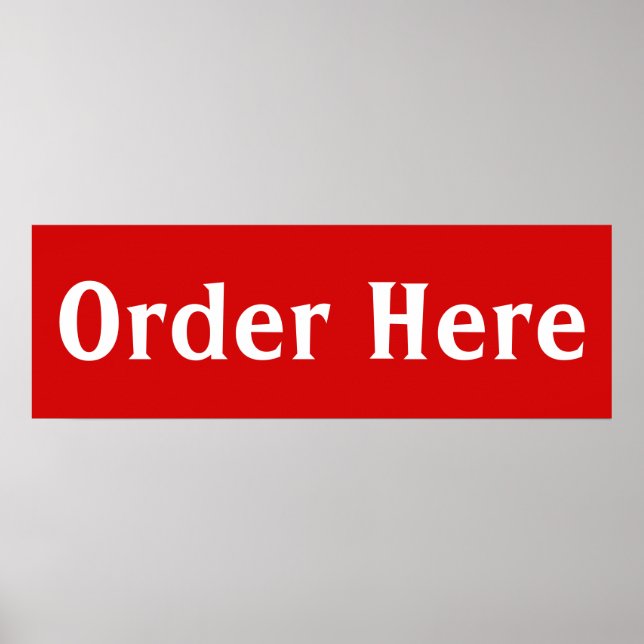 Red Order Here Diner Wall Art Poster Print (Front)