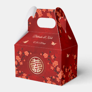 Red Oriental Blossom Chinese Wedding Favour Box
