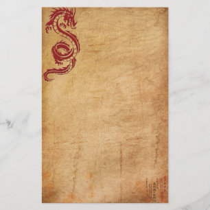 Red Oriental Dragon II Stationery