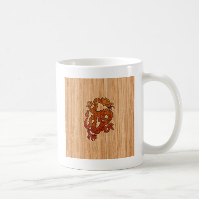 Red Oriental Dragon on Bamboo style Coffee Mug (Right)