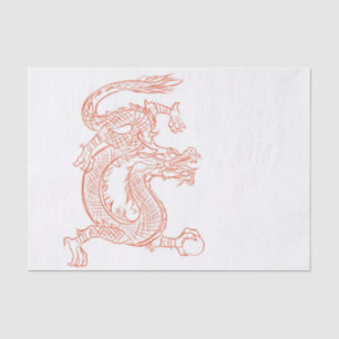 Red Oriental Sketched Dragon Art Tissue Paper