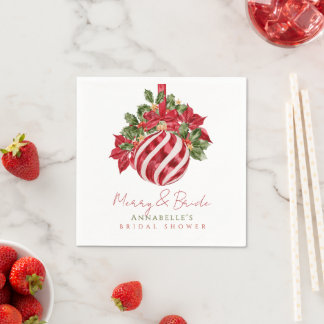 Red Ornament Christmas Merry & Bride Bridal Shower Napkin
