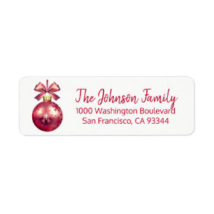 Red Ornament Christmas Return Address