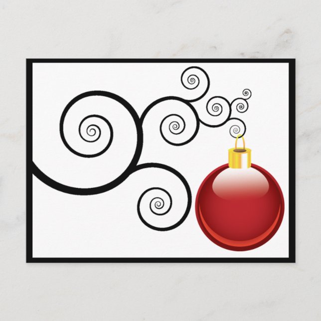 Red Ornament Christmas Xmas Holiday Postcard (Front)