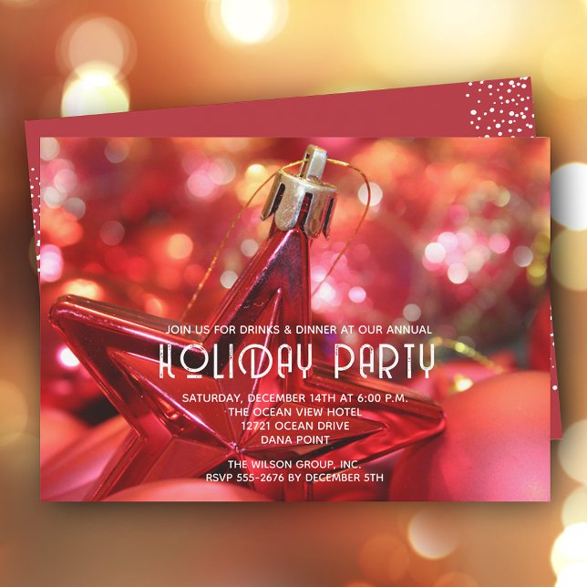 Red Ornament Holiday Party Invitation (Creator Uploaded)