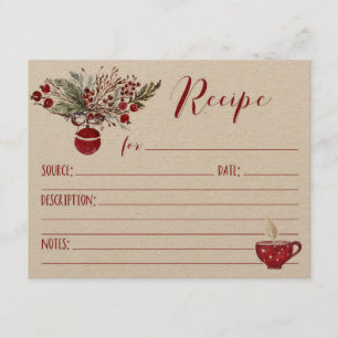 Red Ornament Holiday Recipe Invitation
