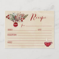 Red Ornament Holiday Recipe Watercolor Background