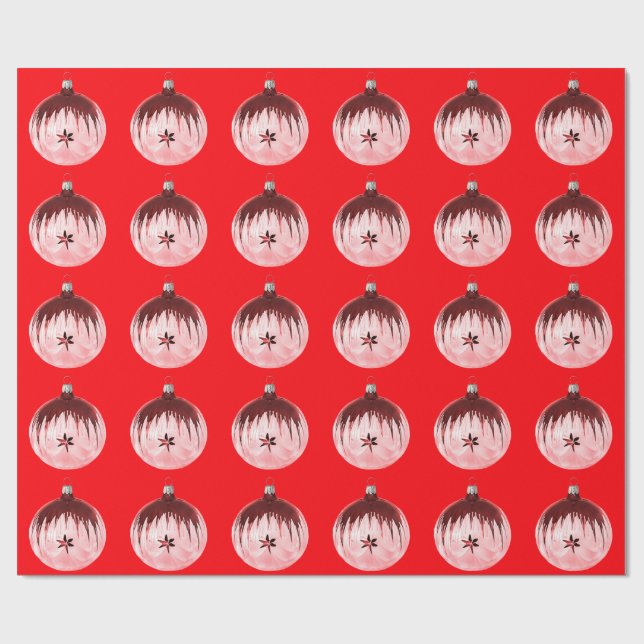 Red Ornament Red Wrapping Paper (Flat)
