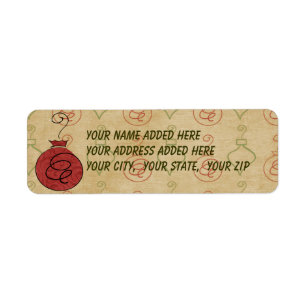 Red Ornament Return Address Labels