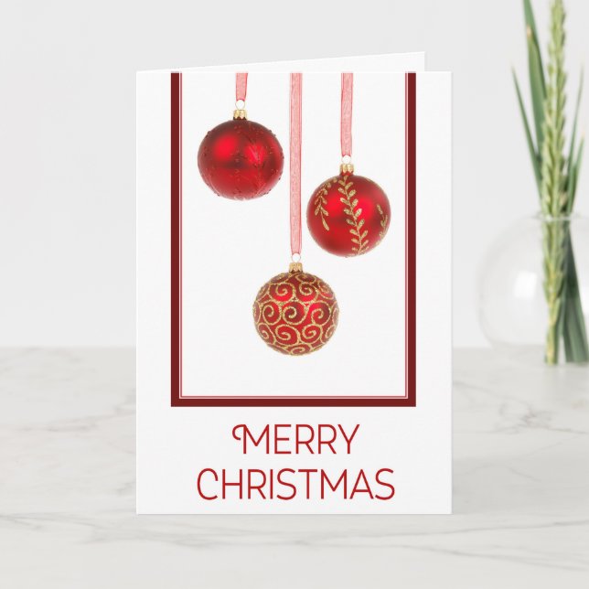 Red Ornaments Christmas Card (Front)