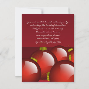 Red Ornaments Christmas DInner Party Invitations