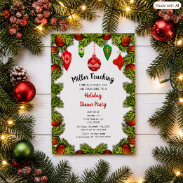 Red Ornaments Christmas Holiday Party / Business Invitation