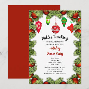 Red Ornaments Christmas Holiday Party / Business Invitation