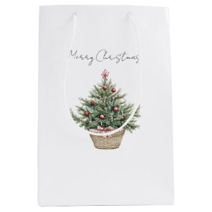 Red Ornaments Christmas Tree Medium Gift Bag