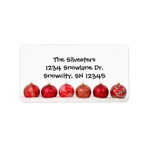 Red Ornaments Holiday Address Label