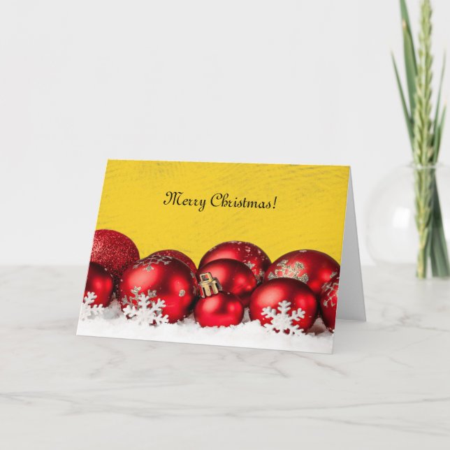 Red Ornaments Holiday Card (Front)