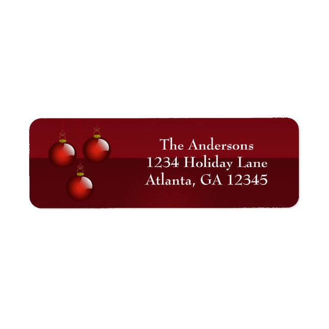Red Ornaments on Deep Burgundy Return Address (Front)