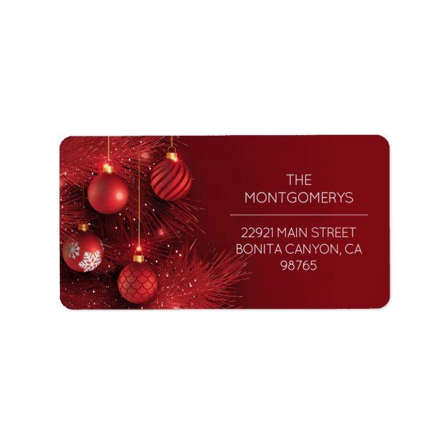 Red Ornaments Return Address Label (Front)