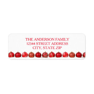 Red Ornaments - Return Address Label