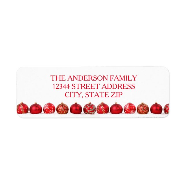 Red Ornaments - Return Address Label (Front)