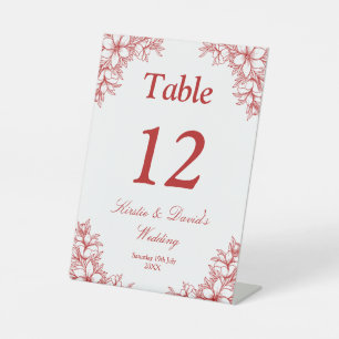Red Ornate Floral Wedding Pedestal Sign