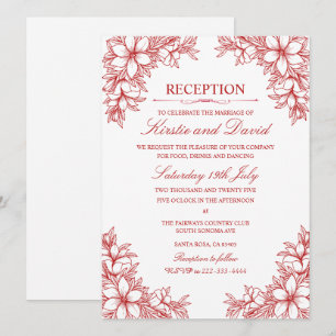 Red Ornate Floral Wedding Reception Invitation