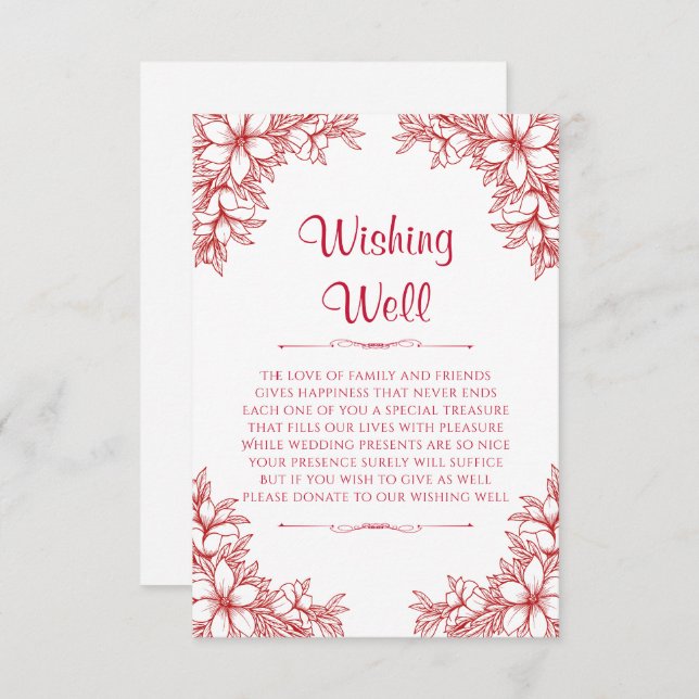 Red Ornate Wedding Wishing Well Enclosure Card (Front/Back)