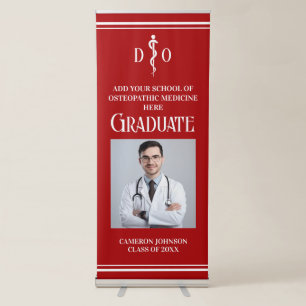 Red Osteopathic Medical School Graduation Party Retractable Banner